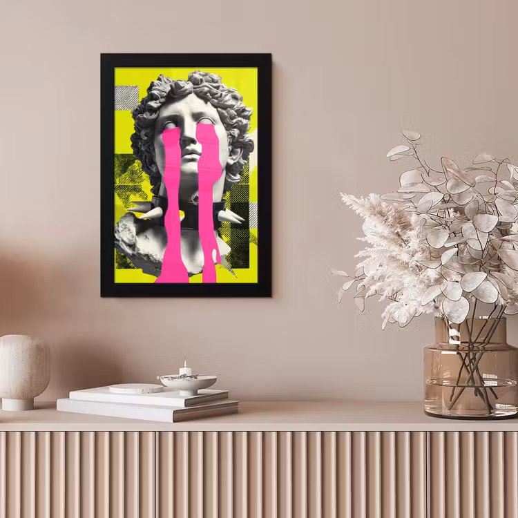 Buste - Verf - Geel fotolijst zwart zonder passe partout klein -sfeer5