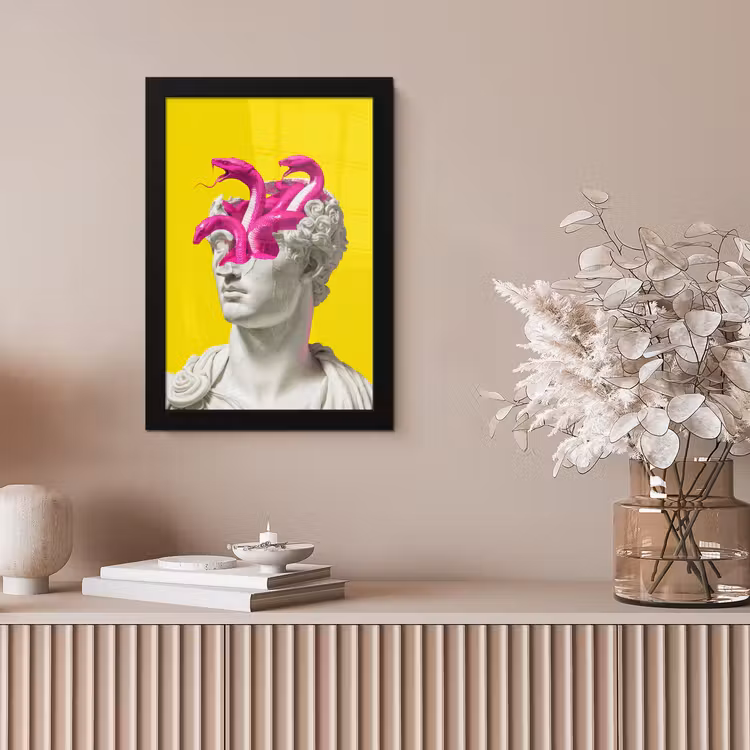 Buste - Slangen - Geel fotolijst zwart zonder passe partout klein -sfeer5