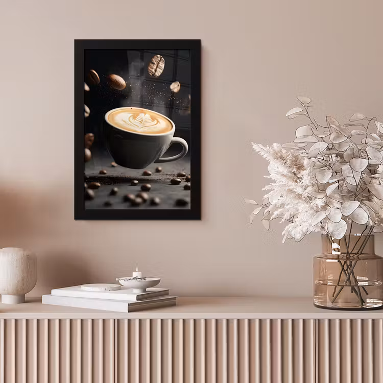 Cappuccino - Kop - Bonen - Bruin fotolijst zwart zonder passe partout klein -sfeer5