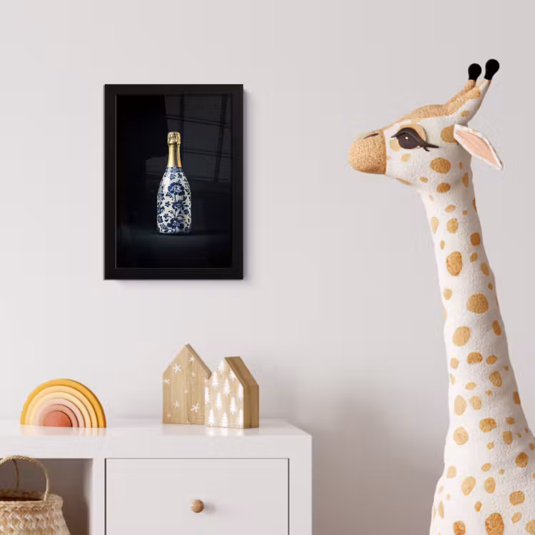 Champagne - Bloemen - Goud - Chique fotolijst zwart zonder passe partout klein -usfeer4_kinderkamer