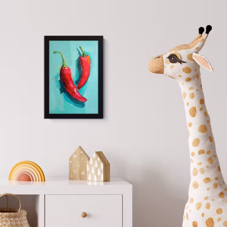 Chilipepers - Geverfd - Rood fotolijst zwart zonder passe partout klein -usfeer4_kinderkamer