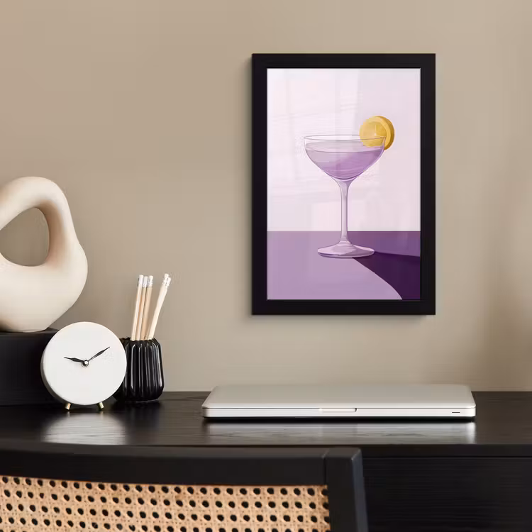 Cocktail - Paars - Minimalistisch - Citroen fotolijst zwart zonder passe partout klein -sfeer1