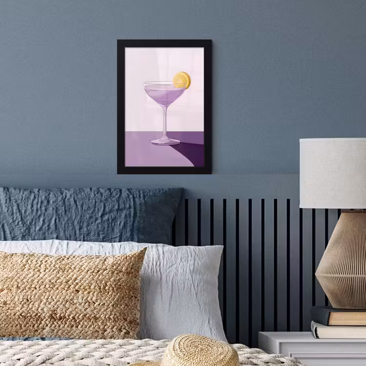 Cocktail - Paars - Minimalistisch - Citroen fotolijst zwart zonder passe partout klein -sfeer3