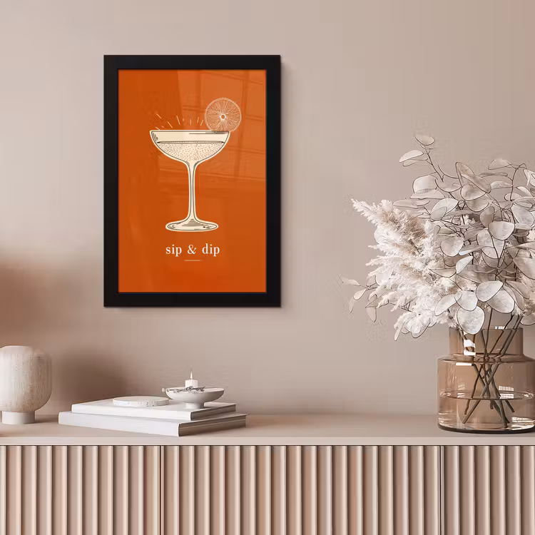 Cocktail - Oranje - Zomer - Quote fotolijst zwart zonder passe partout klein -sfeer5