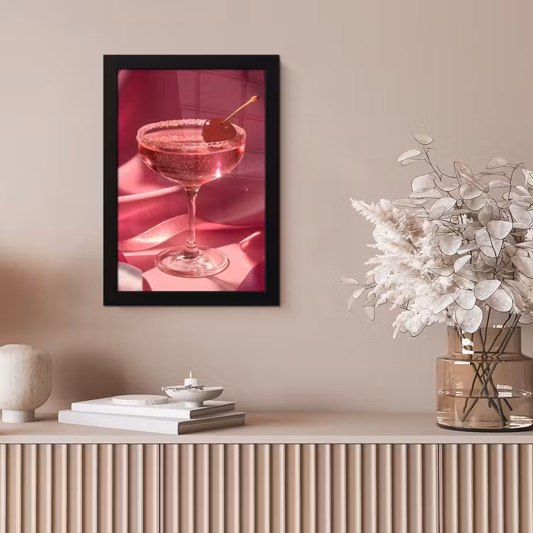 Cocktail - Pink - Luxe fotolijst zwart zonder passe partout klein -sfeer5