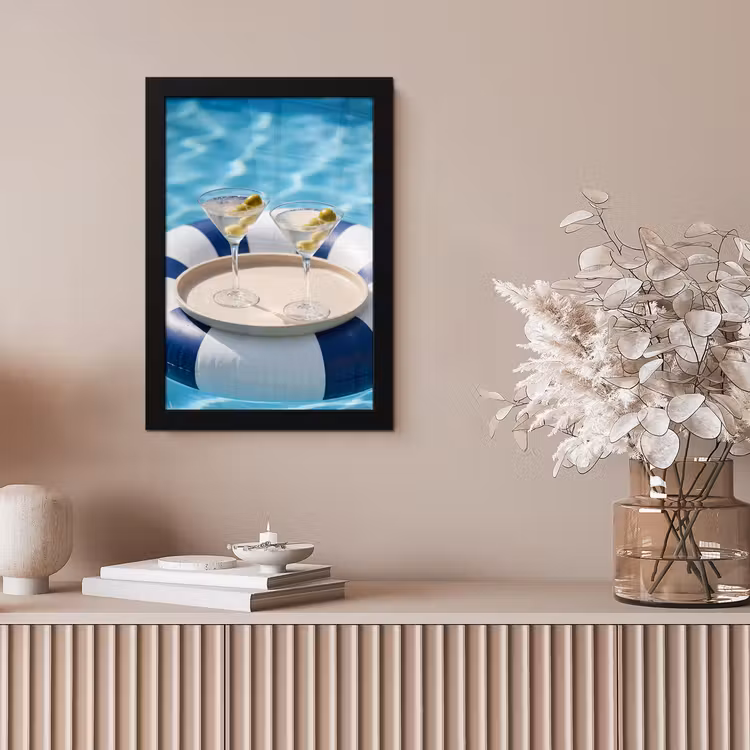 Cocktail - Zwembad - Zomer - Blauw fotolijst zwart zonder passe partout klein -sfeer5