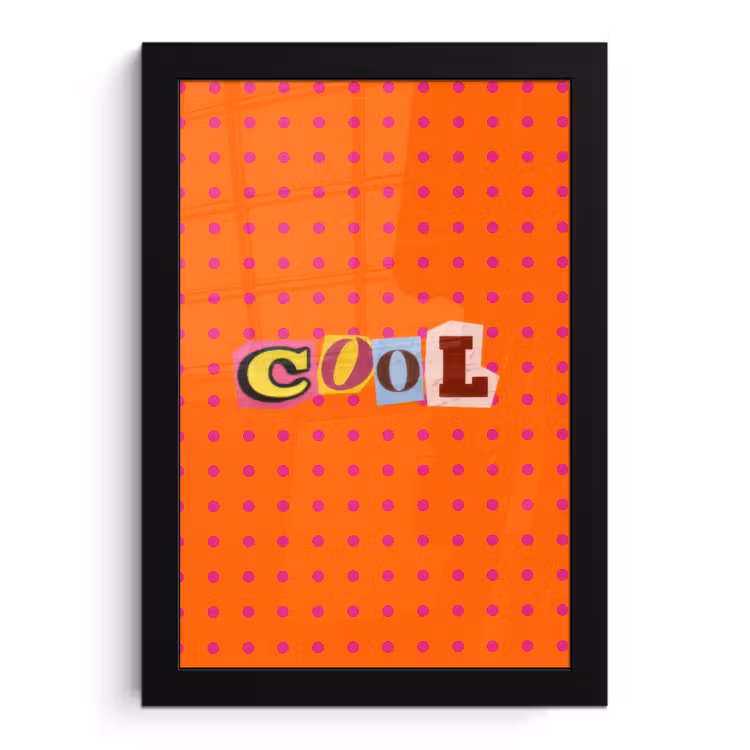 Cool - Stippen - Oranje fotolijst zwart zonder passe partout klein -3d