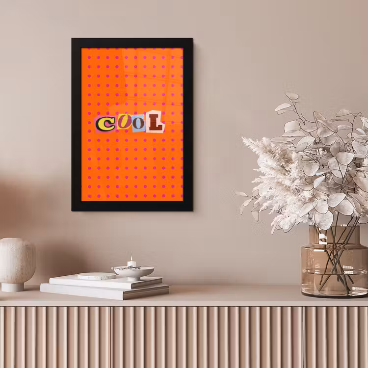 Cool - Stippen - Oranje fotolijst zwart zonder passe partout klein -sfeer5