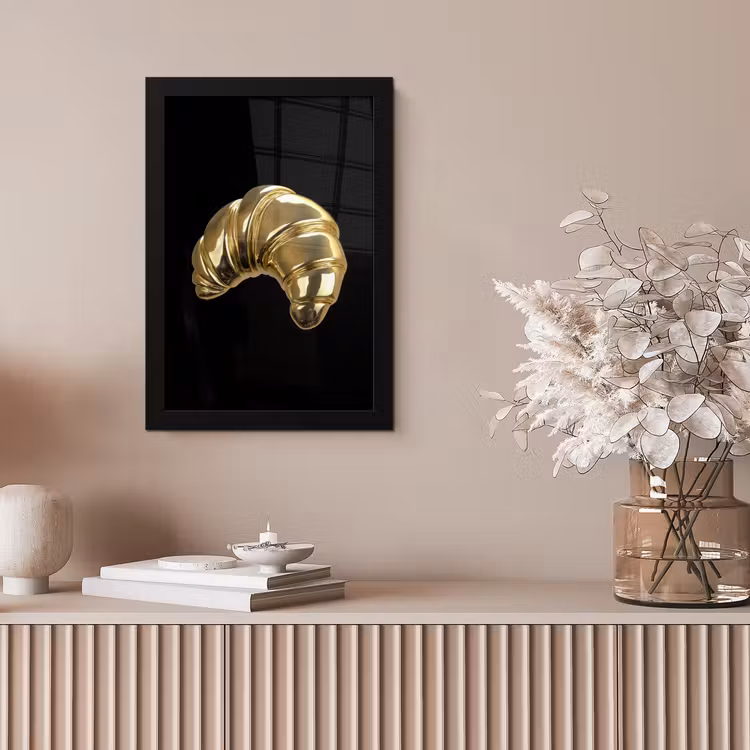 Croissant - Brood - Goud - Zwart fotolijst zwart zonder passe partout klein -sfeer5