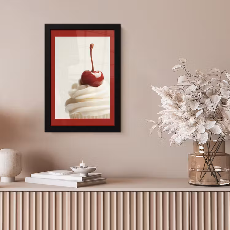 Cupcake - Kers - Rood fotolijst zwart zonder passe partout klein -sfeer5