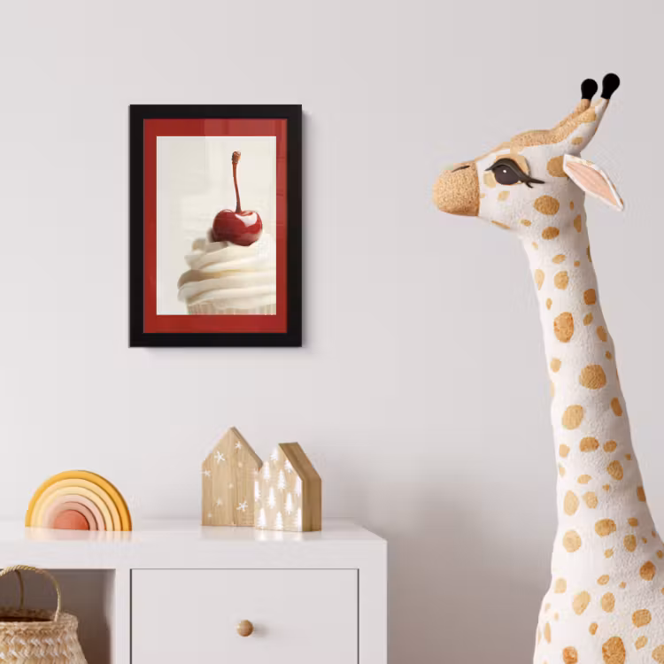 Cupcake - Kers - Rood fotolijst zwart zonder passe partout klein -usfeer4_kinderkamer