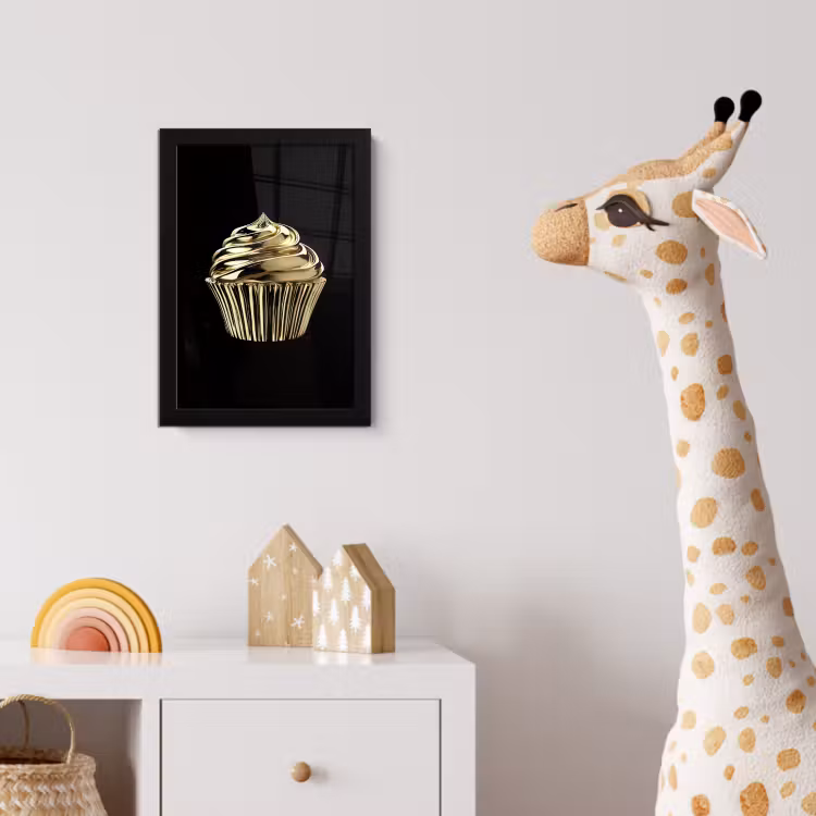 Cupcake - Eten - Goud - Zwart fotolijst zwart zonder passe partout klein -usfeer4_kinderkamer