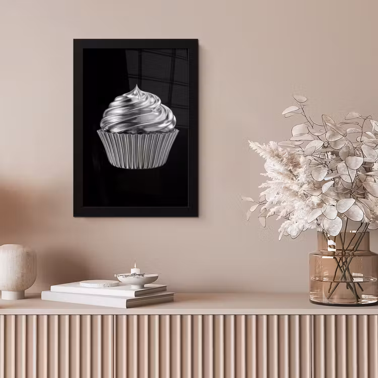 Cupcake - Luxueus - Zilver fotolijst zwart zonder passe partout klein -sfeer5