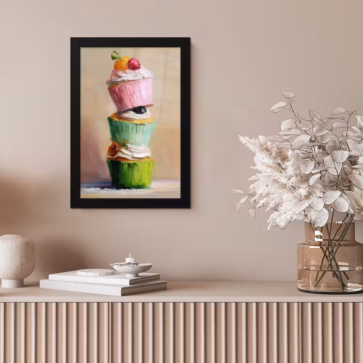 Cupcakes - Gestapeld - Kleurrijk - Fruit fotolijst zwart zonder passe partout klein -sfeer5