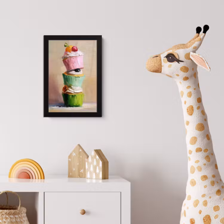 Cupcakes - Gestapeld - Kleurrijk - Fruit fotolijst zwart zonder passe partout klein -usfeer4_kinderkamer