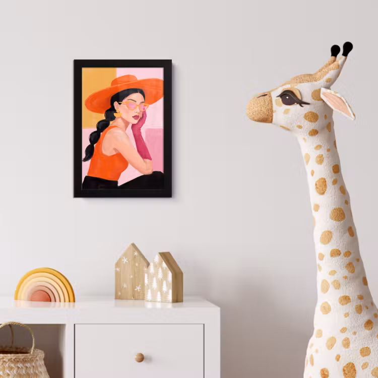 Vrouw - Hoed - Mode - Modern - Oranje fotolijst zwart zonder passe partout klein -usfeer4_kinderkamer