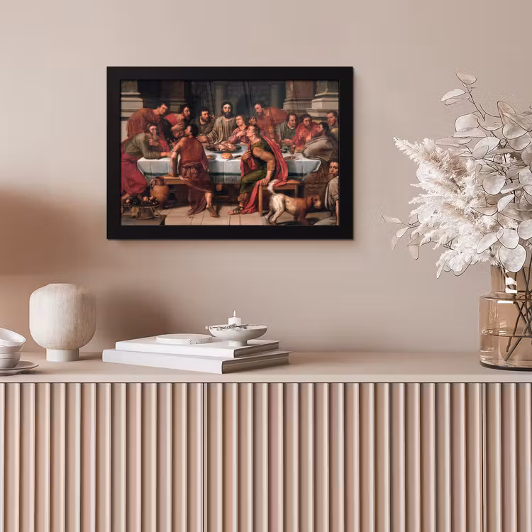 Het laatste avondmaal - Schilderij van Willem Key fotolijst zwart zonder passe partout klein -sfeer5