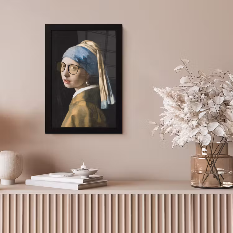Meisje met de parel - Johannes Vermeer - Bril fotolijst zwart zonder passe partout klein -sfeer5