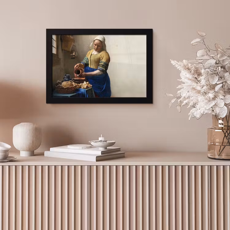 Het melkmeisje - Kunst - Oude meesters - Vermeer fotolijst zwart zonder passe partout klein -sfeer5