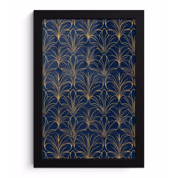Deco - Waaier - Blauw fotolijst zwart zonder passe partout klein 224 -3d