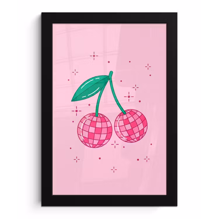 Decoratie - Disco-bal - Feest - Roze fotolijst zwart zonder passe partout klein -3d