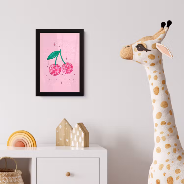 Decoratie - Disco-bal - Feest - Roze fotolijst zwart zonder passe partout klein -usfeer4_kinderkamer