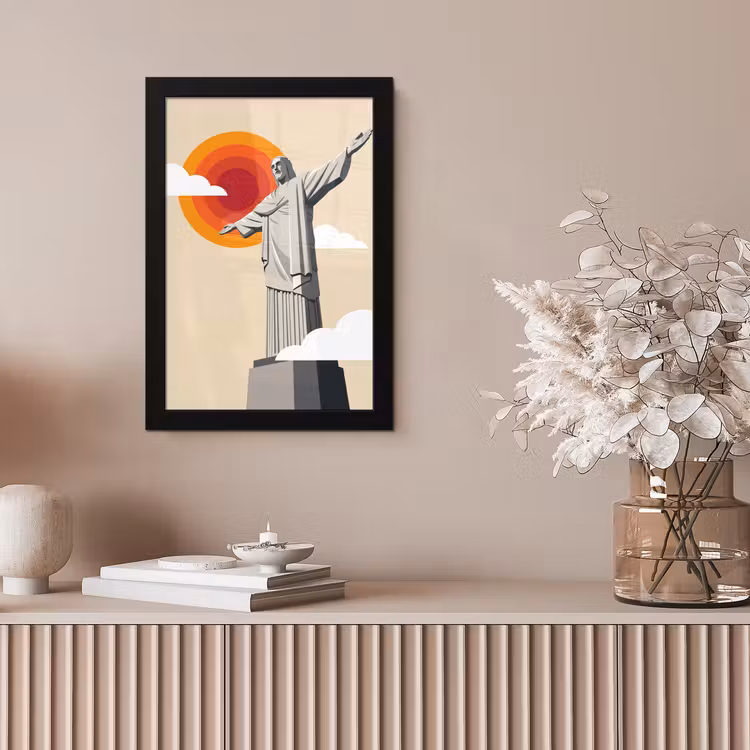 Monument - Stad - Zonsondergang - Minimalistisch - Oranje fotolijst zwart zonder passe partout klein -sfeer5