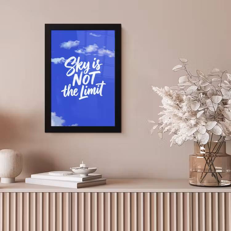 Sky is not the limit - Blauwe lucht - Wolken fotolijst zwart zonder passe partout klein -sfeer5