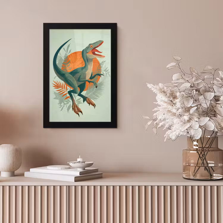 Dino - Bladeren - Grafisch - Groen fotolijst zwart zonder passe partout klein -sfeer5