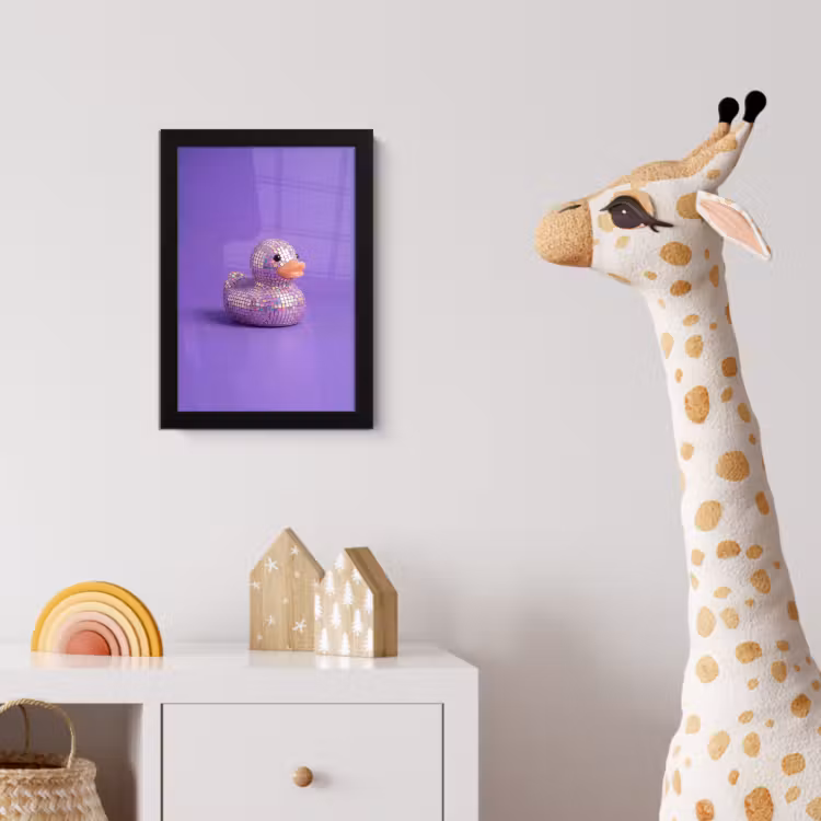 Disco - Eend - Paars fotolijst zwart zonder passe partout klein -usfeer4_kinderkamer