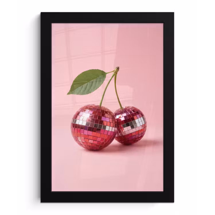 Disco - Kersen - Roze fotolijst zwart zonder passe partout klein -3d