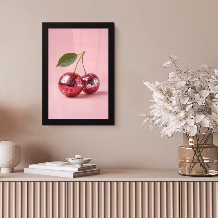 Disco - Kersen - Roze fotolijst zwart zonder passe partout klein -sfeer5