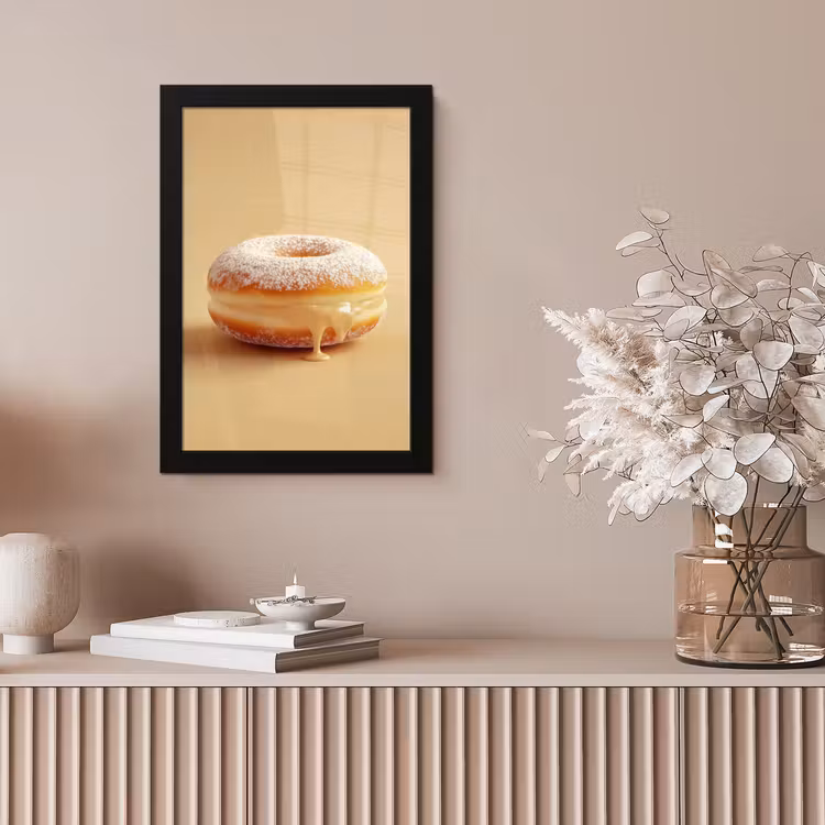 Donut - Romig - Poedersuiker - Beige fotolijst zwart zonder passe partout klein -sfeer5