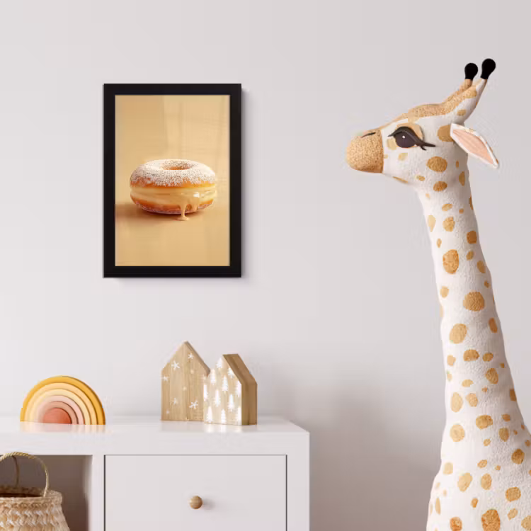 Donut - Romig - Poedersuiker - Beige fotolijst zwart zonder passe partout klein -usfeer4_kinderkamer