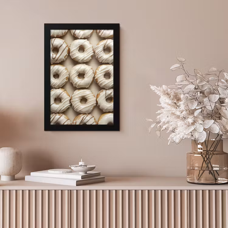 Donuts - Chocolade - Wit - Beige fotolijst zwart zonder passe partout klein -sfeer5