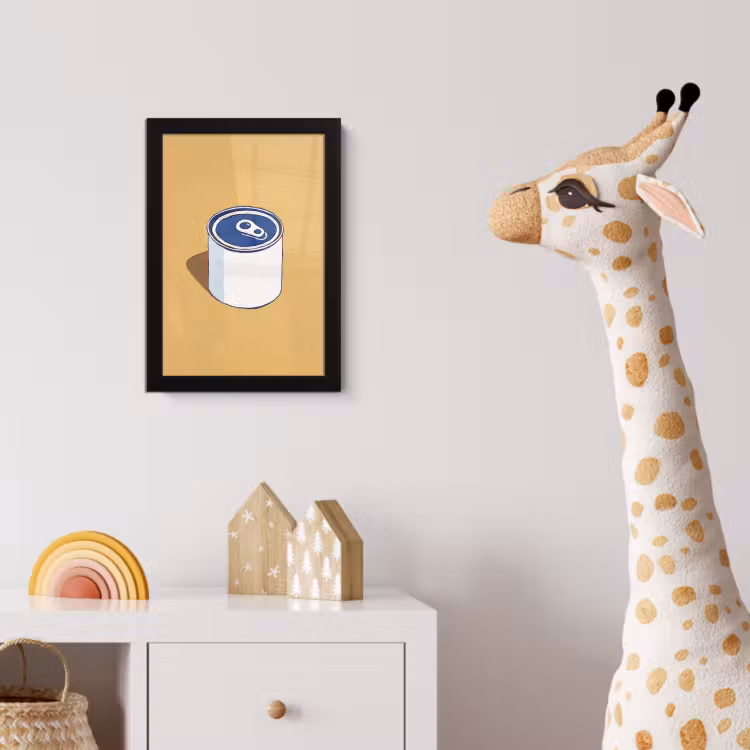 Blikje - Minimalistisch - Blauw - Illustratie fotolijst zwart zonder passe partout klein -usfeer4_kinderkamer
