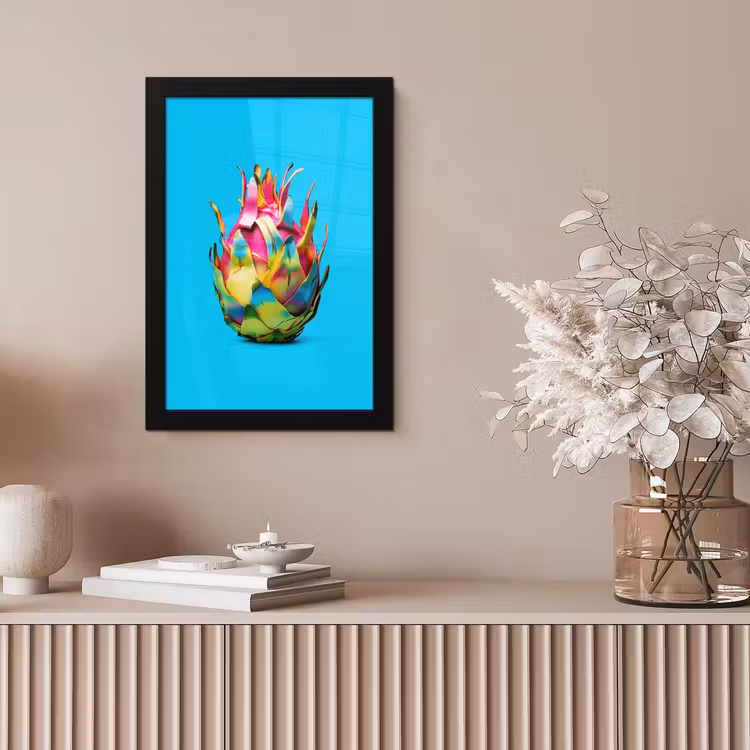 Drakenfruit - Blauw - Levendig fotolijst zwart zonder passe partout klein -sfeer5