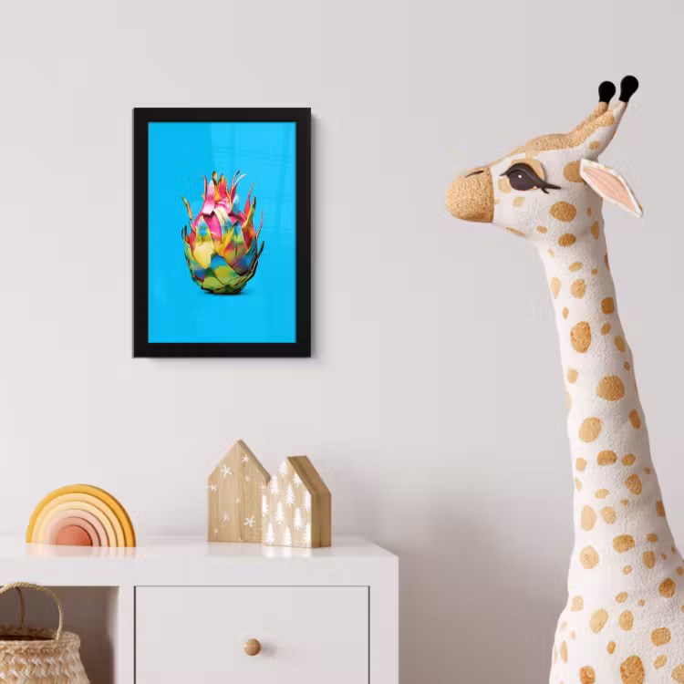 Drakenfruit - Blauw - Levendig fotolijst zwart zonder passe partout klein -usfeer4_kinderkamer