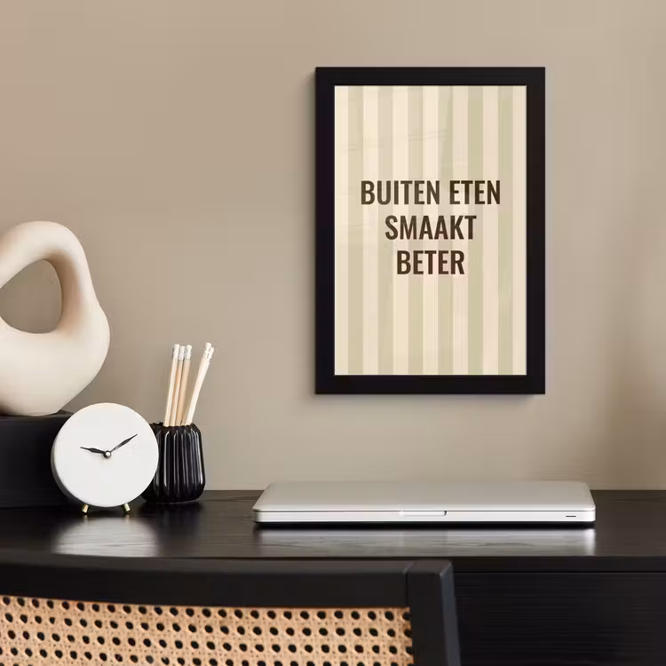 Buiten - Quote - Strepen - Zomer fotolijst zwart zonder passe partout klein -sfeer1