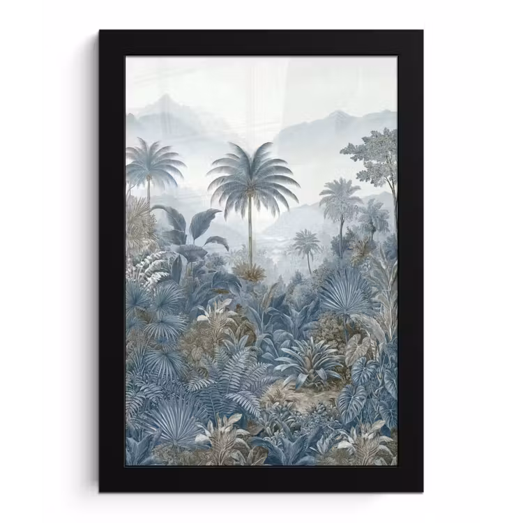 Jungle - Landschap - Blauw fotolijst zwart zonder passe partout klein -3d