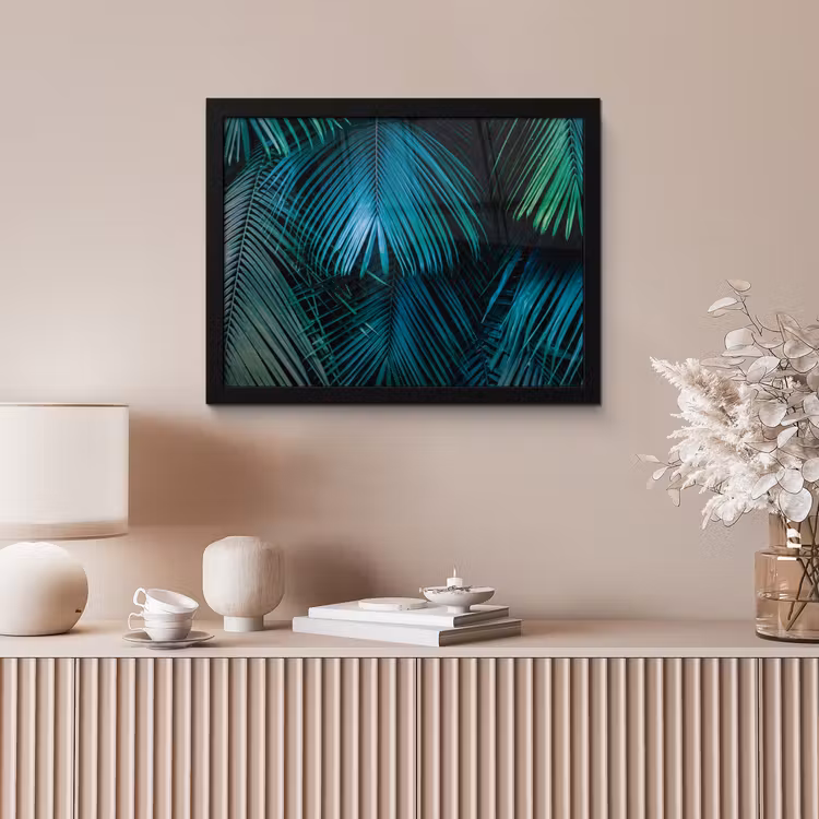 Inductie mat - Jungle - Inductie beschermer - Palmblad - Natuur fotolijst zwart zonder passe partout klein -sfeer5