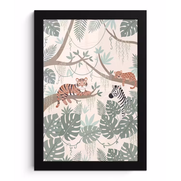 Jungle - Rustiek - Pastel fotolijst zwart zonder passe partout klein -3d