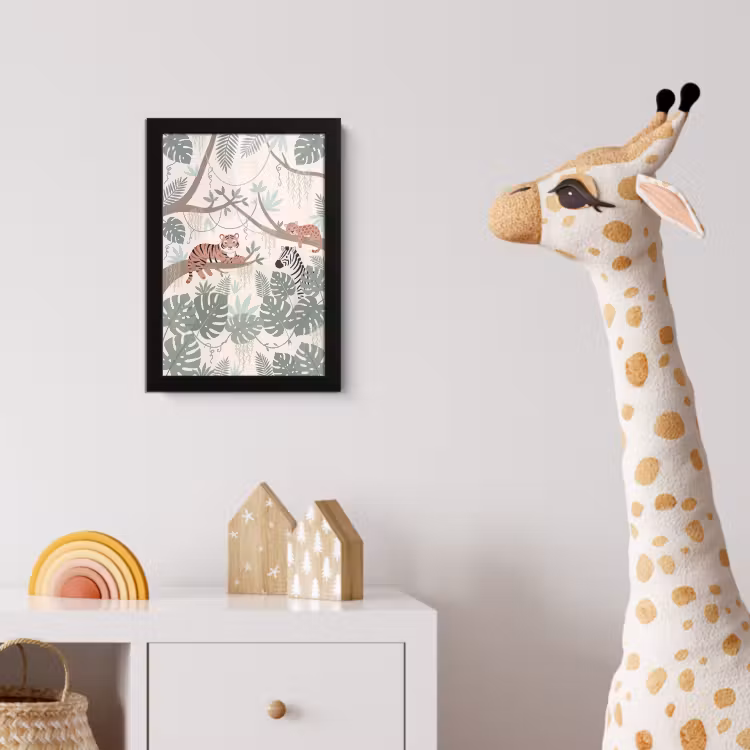 Jungle - Rustiek - Pastel fotolijst zwart zonder passe partout klein -usfeer4_kinderkamer
