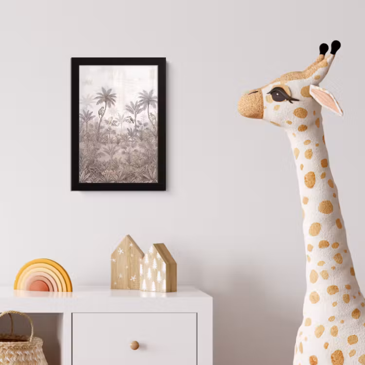 Jungle - Dieren - Palmbomen fotolijst zwart zonder passe partout klein -usfeer4_kinderkamer
