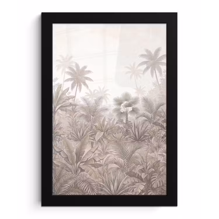 Jungle - Tropisch - Natuur -Vintage - Beige fotolijst zwart zonder passe partout klein -3d