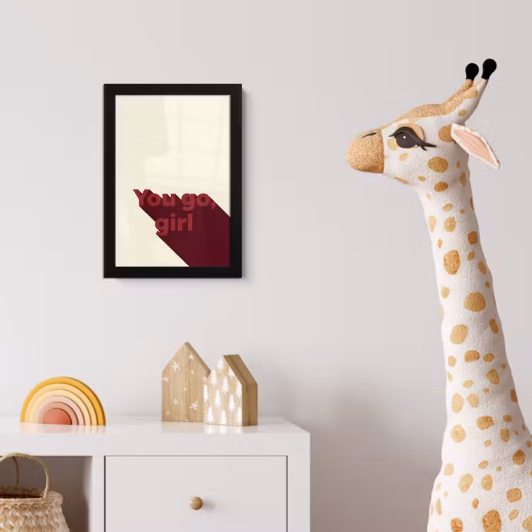 you go girl - 3D - Rood fotolijst zwart zonder passe partout klein -usfeer4_kinderkamer