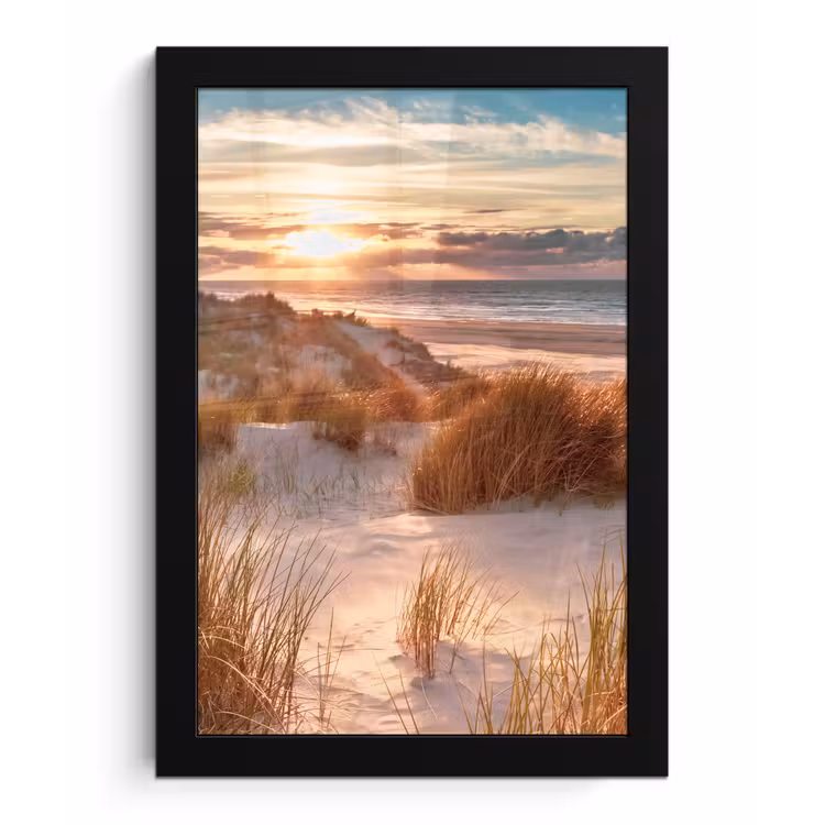 Duin - Planten - Zonsondergang - Strand - Zee fotolijst zwart zonder passe partout klein -3d