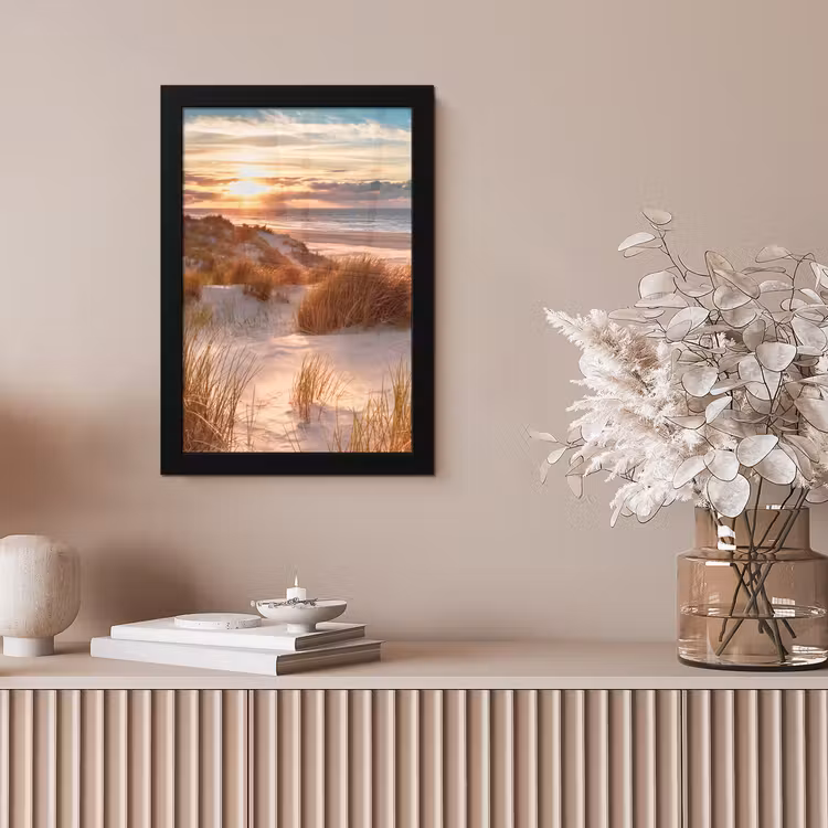 Duin - Planten - Zonsondergang - Strand - Zee fotolijst zwart zonder passe partout klein -sfeer5