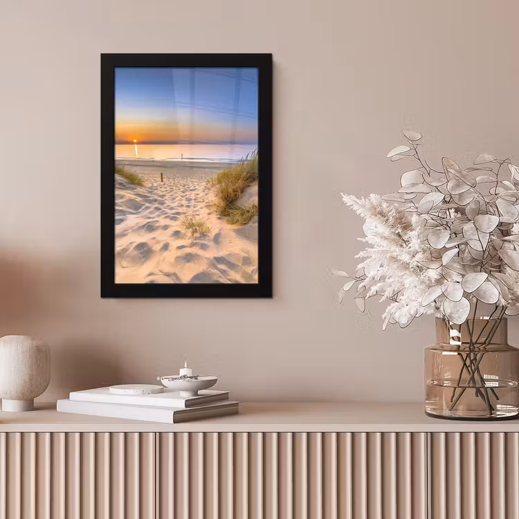 Duin - Zonsondergang - Horizon - Strand - Gras fotolijst zwart zonder passe partout klein -sfeer5