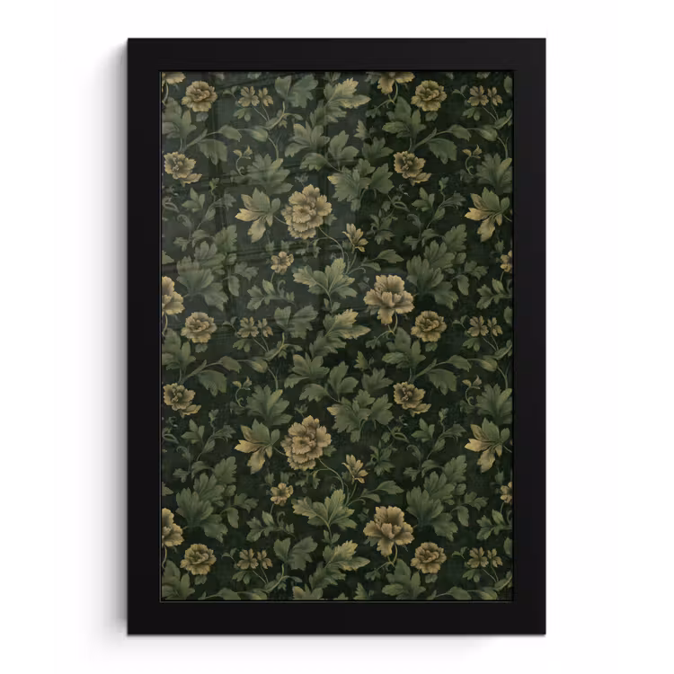 Donker - Groen - Goud - Botanisch fotolijst zwart zonder passe partout klein 224 -3d